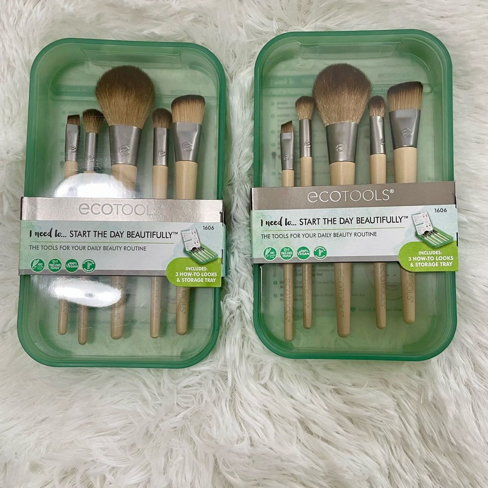 2 sets Ecotools makeup brush set with storage tray, 6 pieces set